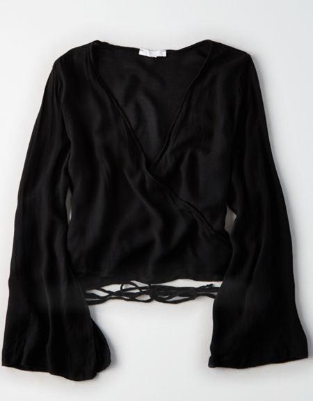 American Eagle Outfitters Don't Ask Why Wrap Front Surplice Shirt