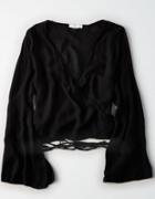 American Eagle Outfitters Don't Ask Why Wrap Front Surplice Shirt