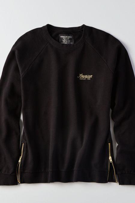 American Eagle Outfitters Ae Side-zip Crew Sweatshirt