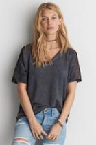American Eagle Outfitters Ae Mesh Shoulder Yoke V-neck Sweatshirt