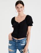 American Eagle Outfitters Ae Off-the-shoulder Lace-up Top