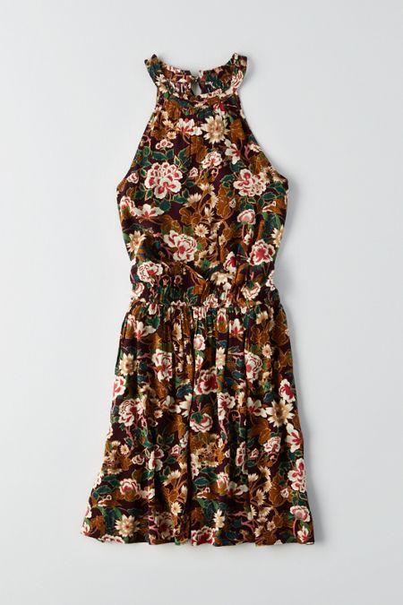American Eagle Outfitters Ae Hi-neck Fit & Flare Dress