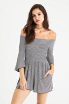 American Eagle Outfitters Ae Off-the-shoulder Bell Sleeve Romper