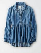 American Eagle Outfitters Ae Chambray Popover Shirt
