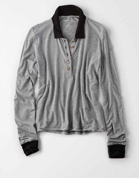 American Eagle Outfitters Ae Cropped Rugby Polo Tee