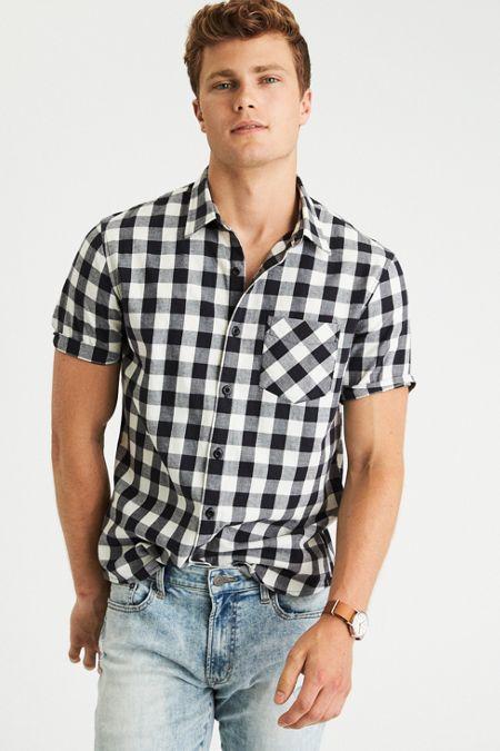 American Eagle Outfitters Ae Check Short Sleeve Plaid Shirt