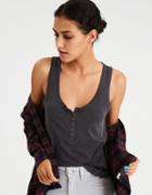 American Eagle Outfitters Ae Soft & Sexy Destroy Henley Tank Top