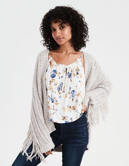 American Eagle Outfitters Ae Fringe Cardigan
