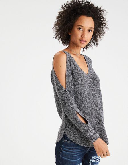 American Eagle Outfitters Ae V-neck Open Sleeve Pullover