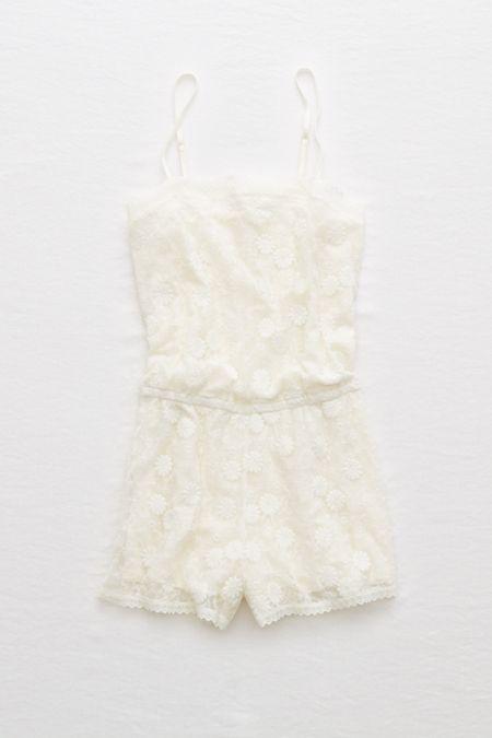 Aerie Embroidered Mesh Romper