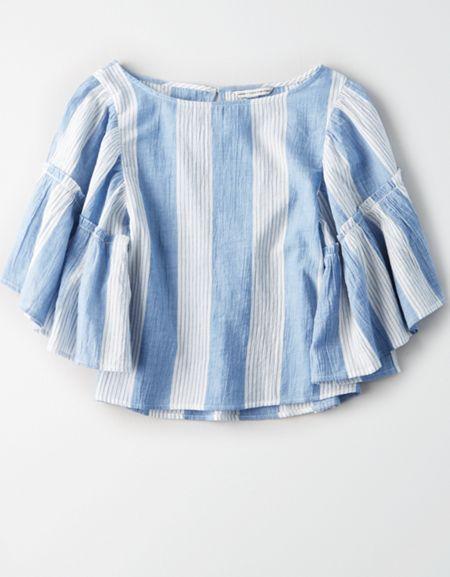 American Eagle Outfitters Ae Ruffle Bell Sleeve Top