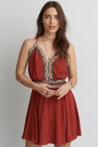 American Eagle Outfitters Ae Crochet Fit & Flare Dress