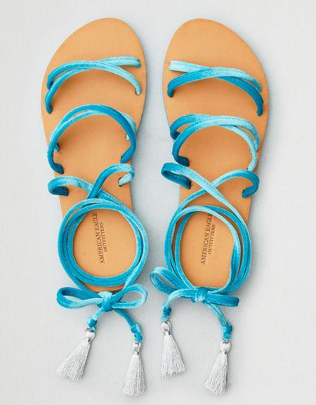 American Eagle Outfitters Ae Tubular Velvet Lace Up Sandal