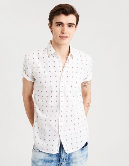 American Eagle Outfitters Ae Printed Oxford Button-down Shirt