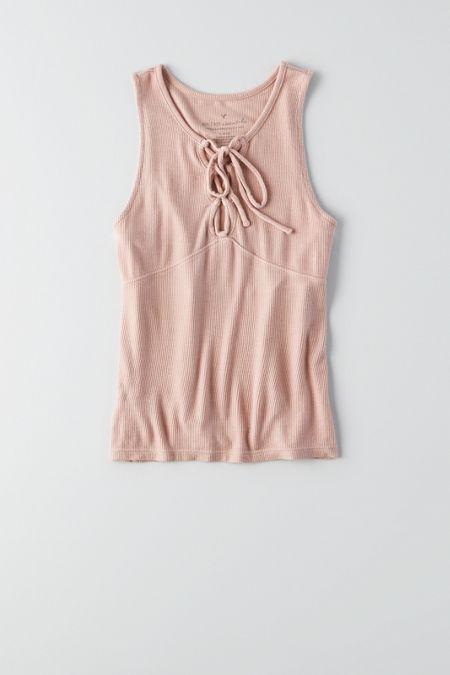 American Eagle Outfitters Ae Soft & Sexy Ribbed Lace-up Tank