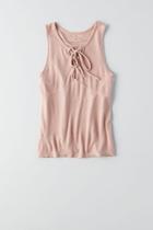American Eagle Outfitters Ae Soft & Sexy Ribbed Lace-up Tank