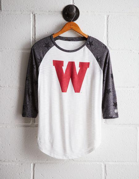 Tailgate Women's Wisconsin Star Print Baseball Shirt