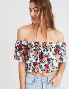 American Eagle Outfitters Ae Off-the-shoulder Printed Ruffle Top