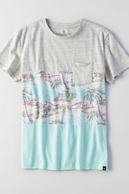 American Eagle Outfitters Ae Piece Print Pocket Crew T-shirt