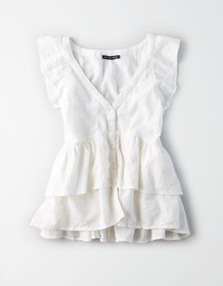American Eagle Outfitters Ae Double Ruffle Top