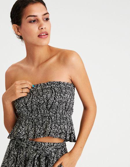 American Eagle Outfitters Ae Smocked Cropped Tube Top