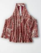 American Eagle Outfitters Ae Velvet Cold Shoulder Top