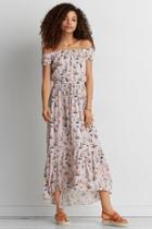 American Eagle Outfitters Ae Off-the-shoulder Printed Maxi Dress
