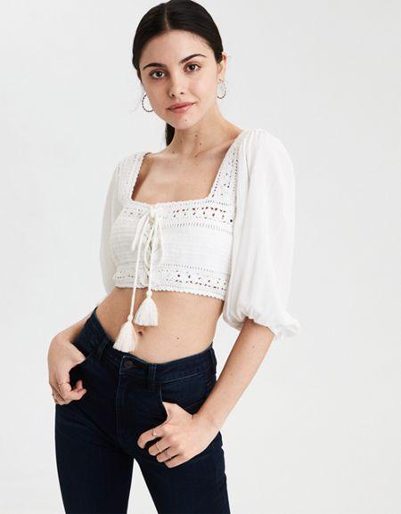 American Eagle Outfitters Ae Crochet Crop Top