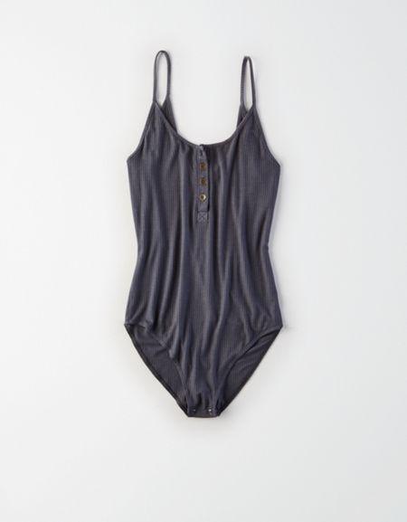 American Eagle Outfitters Ae Ribbed Henley Bodysuit