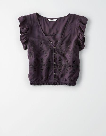 American Eagle Outfitters Ae Button-up Top