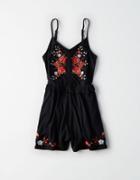 American Eagle Outfitters Ae Embroidered Scrunch Front Romper