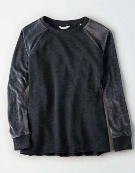 American Eagle Outfitters Ae Velvet Raglan Crew