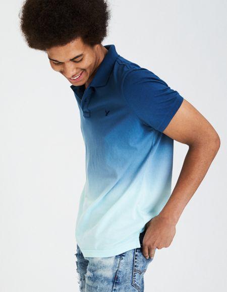 American Eagle Outfitters Ae Dip Dye Jersey Flex Polo