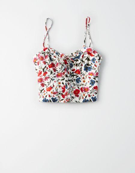 American Eagle Outfitters Ae Cropped Floral Bralette Crop Top