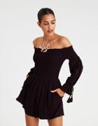 American Eagle Outfitters Ae Off-the-shoulder Smocked Knit Romper