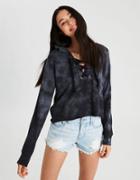 American Eagle Outfitters Ae Washed Lace Up Hoodie