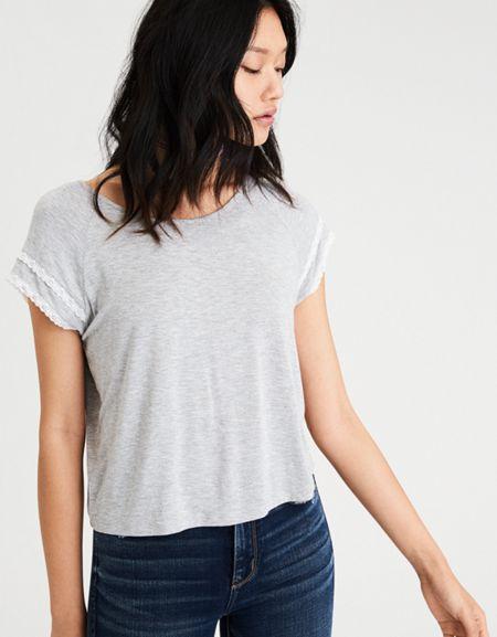 American Eagle Outfitters Ae Soft & Sexy Lace Trim T-shirt