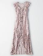 American Eagle Outfitters Ae High Low Ruffle Sleeve Duster Maxi Dress