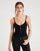 American Eagle Outfitters Ae Soft & Sexy Lace-up Seamed Bodysuit