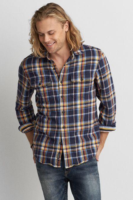 American Eagle Outfitters Ae Plaid Twill Flannel Shirt