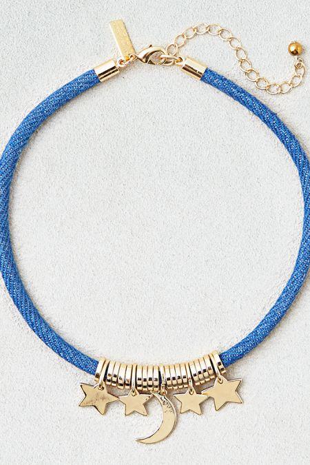 American Eagle Outfitters Ae Moon & Stars Denim Choker