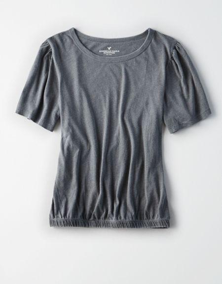 American Eagle Outfitters Ae Bubble Hem Puff-sleeve T-shirt