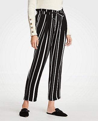 Ann Taylor Striped Tie Waist Ankle Pants