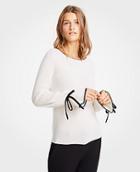 Ann Taylor Cashmere Tipped Tie Sleeve Sweater
