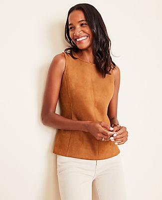 Ann Taylor Faux Suede Ponte Shell