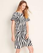 Ann Taylor Zebra Print Flutter Sleeve T-shirt Dress