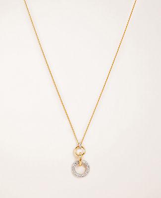 Ann Taylor Geo Link Pave Pendant Necklace