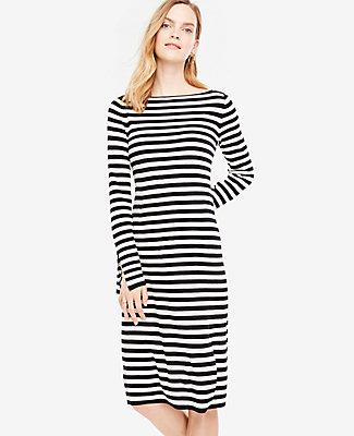 Ann Taylor Striped Slit Cuff Sweater Dress
