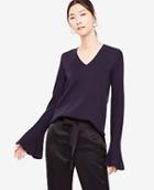 Ann Taylor Pleated Bell Sleeve Sweater