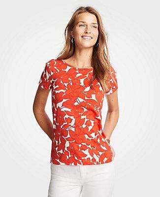 Ann Taylor Iris Puff Sleeve Pima Cotton Tee